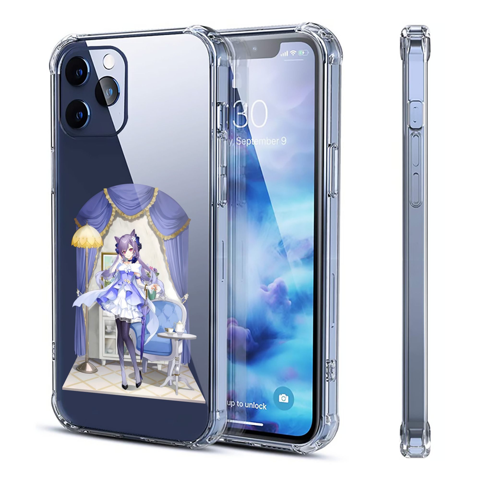 げんし神 刻晴 こくせい genshin Kokusei 【iPhone 12シリーズ対応】透明スマホケース（クリアソフトケース）